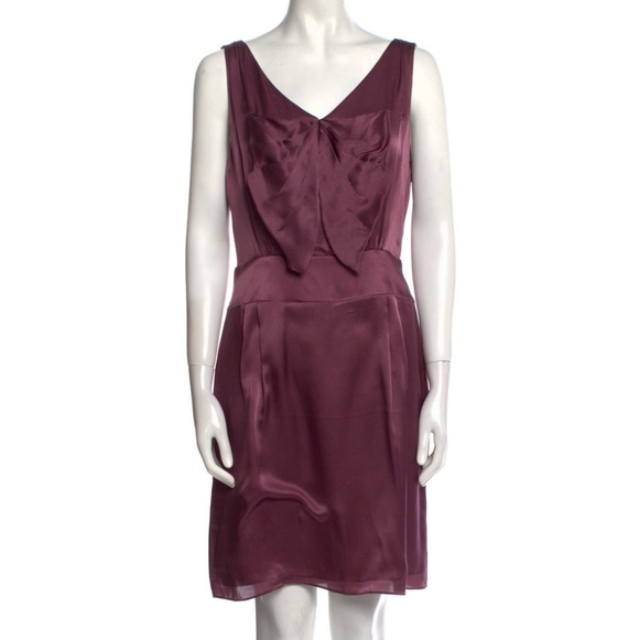 Milly Purple Sleeveless Knee Length Shift Dress Bow 100% Silk Formal Party - Picture 11 of 11
